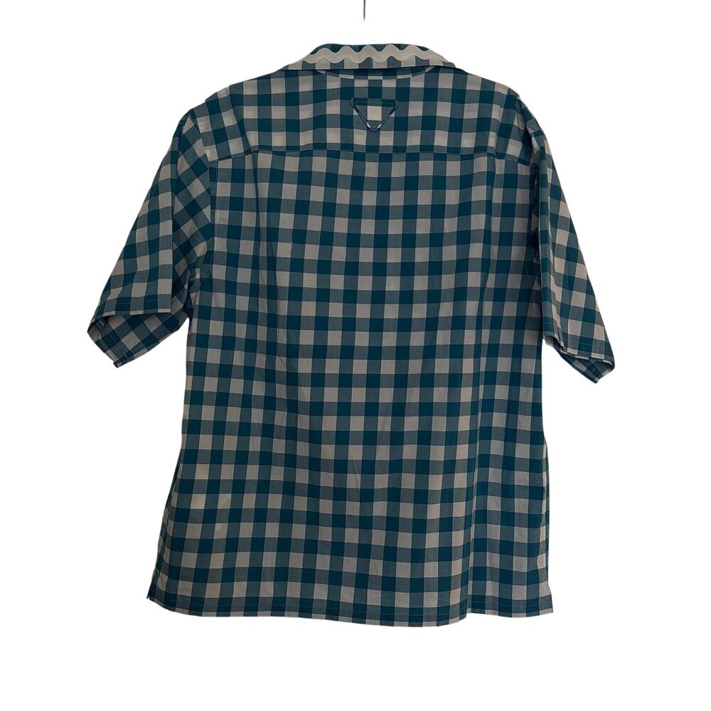 Prada Gingham Plaid Print Lapel Short-Sleeve Shirt - Picture 2 of 7